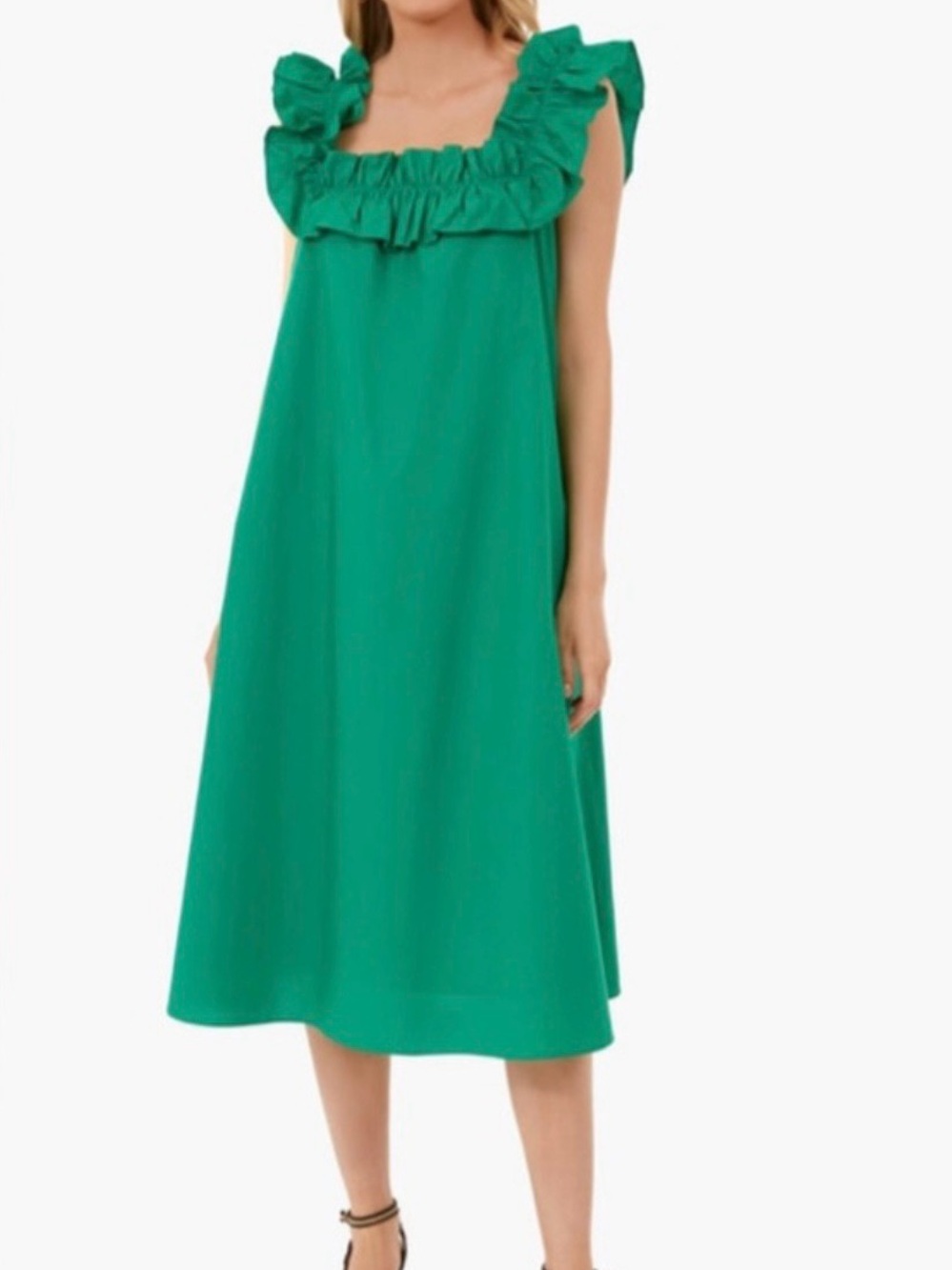 Tuckernuck Emerald Ruffle-Trim A-Line Dress